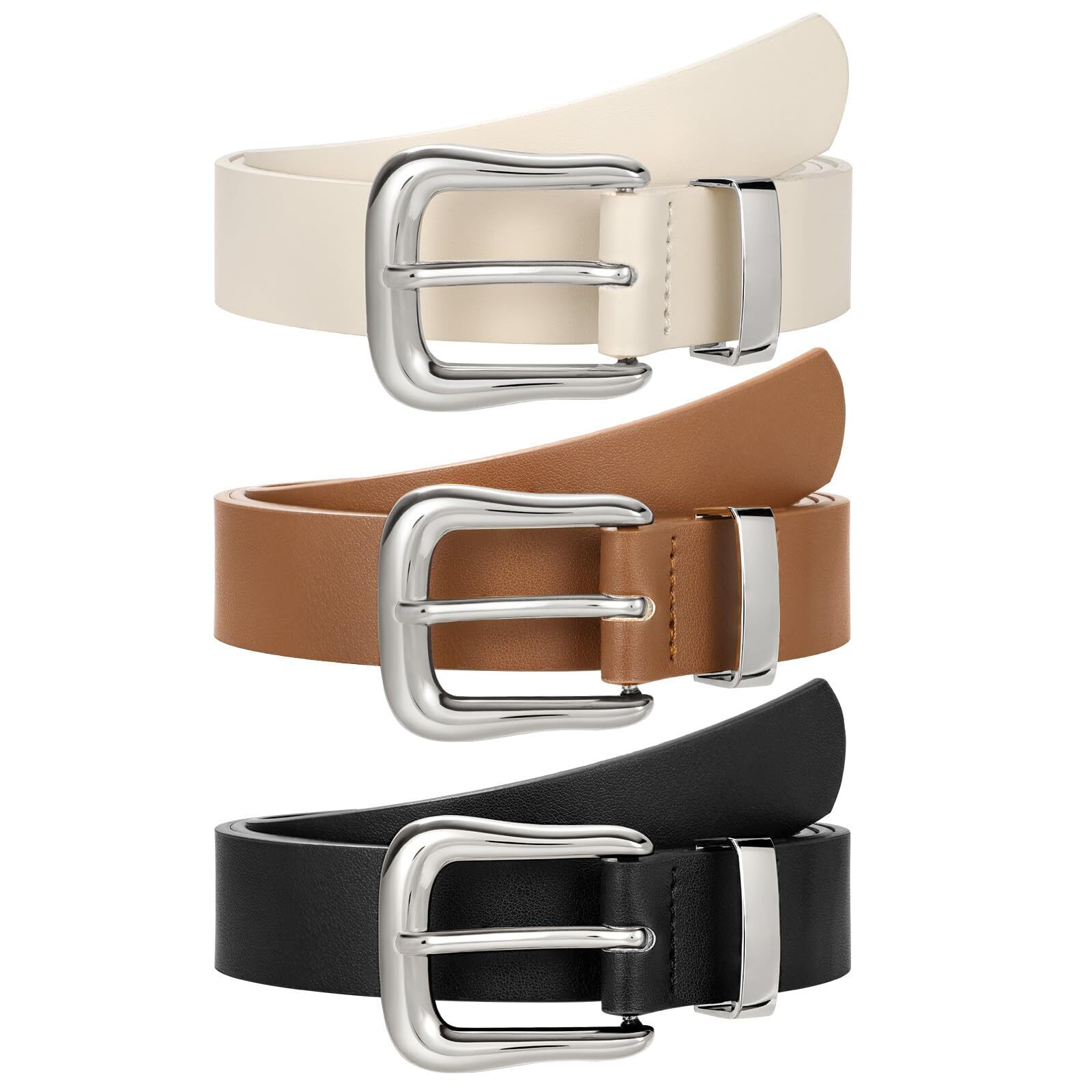 5233 3 Pack Womens Fashion Belts For Jeans Pants Ladies Casual Leather